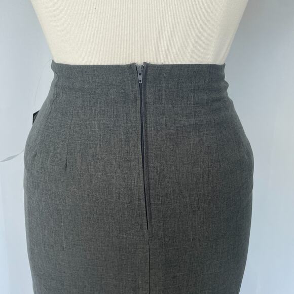 Vintage Long Pencil Skirt Size 14 Gray Solid Minimal Career Office Academia 90s - Picture 10 of 15